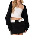 thumbnail image 1 of Douhoow Women Crochet Shrugs Long Sleeve Solid Color Open Front Knitted Cropped Cardigan, 1 of 8