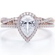 thumbnail image 1 of JeenMata Anillo de Bodas con Diseño de Halo Pavé Moissanita en Forma de Lágrima de 1,25 Quilates, Cuerpo Retorcido Infinito, Baño de Oro Rosa de 18 K sobre Plata, 1 of 6