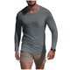 thumbnail image 2 of pstuiky camisas de manga larga para hombre, Camiseta deportiva de manga larga con cuello redondo y bolsillo informal de colores sólidos para hombre camisetas de hombre xxxl, 2 of 6
