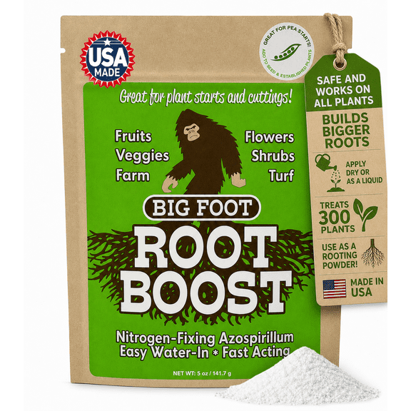 Big Foot Probiotic Root Boost Water Soluble Powder For Established Plants and Transplants - GROW ROOT SIZE, Increase Nitrogen, Grow New Plants from Cuttings, Pea Inoculant - 5 Ounces