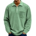 thumbnail image 2 of Domuza Mens Corduroy Sweatshirt Stand Collar Casual 1/4 Zipper Pullover Top Spring Fall Stylish Relaxed Fit Ribbed Long Sleeve Sweatshirts Green 5XL, 2 of 4