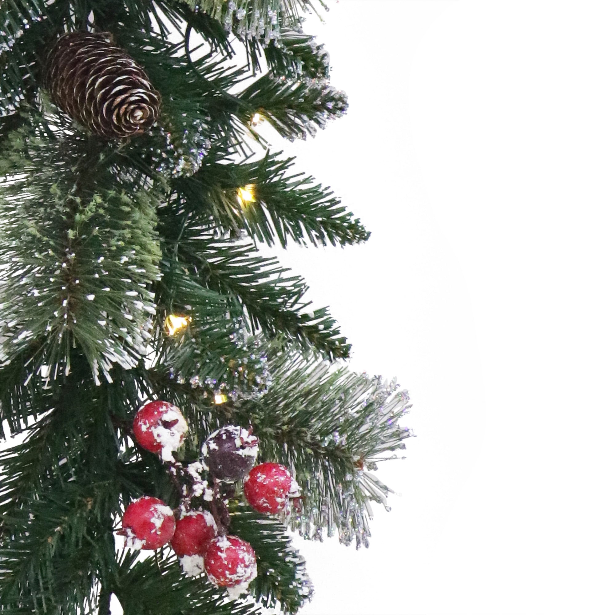 Holiday Time 9' Pre-lit Frosted Christmas Garland, Green, LED, 9` GLITTERED GARLAND