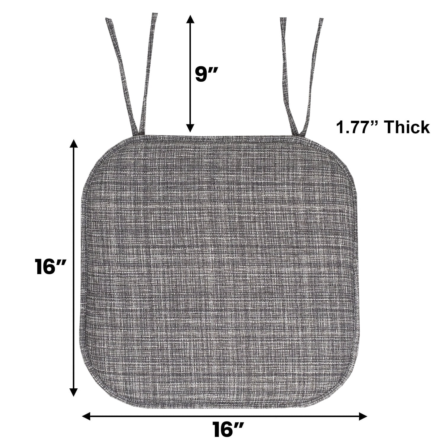 Aria Memory Foam Non-Slip Chair Cushion Pad with Ties 4 Pack - Multi Gray