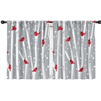 Blackout Kids Curtains,Gray Christmas Cardinal Bird Pattern Childrens Insulated Curtains Set Of 2,Bedroom Essentials,Toddler Room Decor 42"x54"