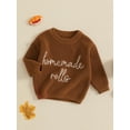 thumbnail image 3 of aturustex Little Boys Girls Thanksgiving Sweater 3M-5T Toddler Warm Long Sleeves Knitted Pullover Casual Letter Embroidery Jumpers Infant Thick Chunkys Loose Casual Daily Fall Winter Clothes, 3 of 7