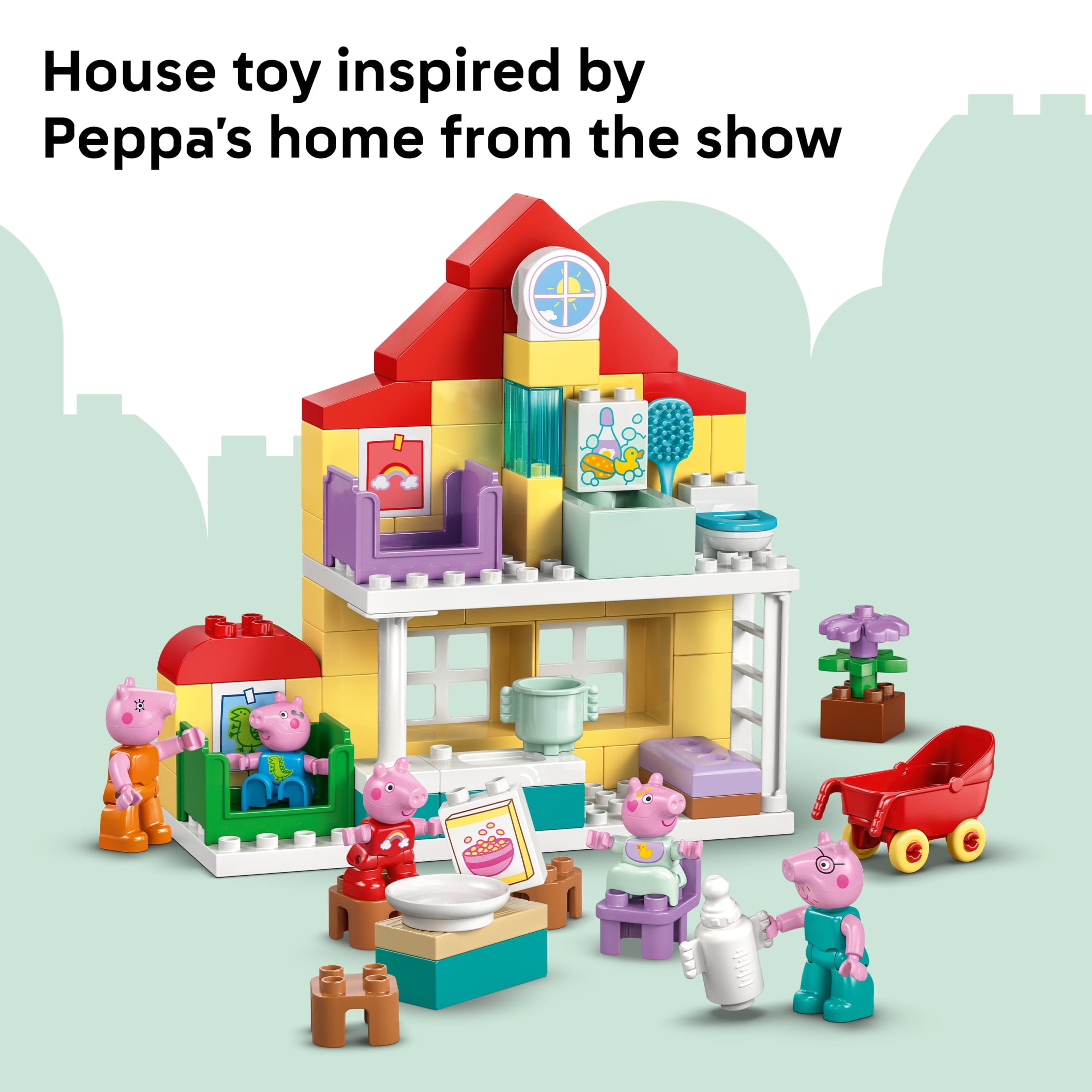 LEGO DUPLO Peppa Pig Family House - Building Toy for Toddlers, Ages 2+ - Sensory Toy for Girls & Boys - W/ 5 Figures - Birthday Gifts for Kids - 10467