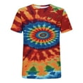 thumbnail image 5 of VBTAPA 2025 Summer Fashion T-shirts for Men Tie Dye Print Short Sleeve Round Neck Tees Casual Streetwear Tops Wine L, 5 of 6