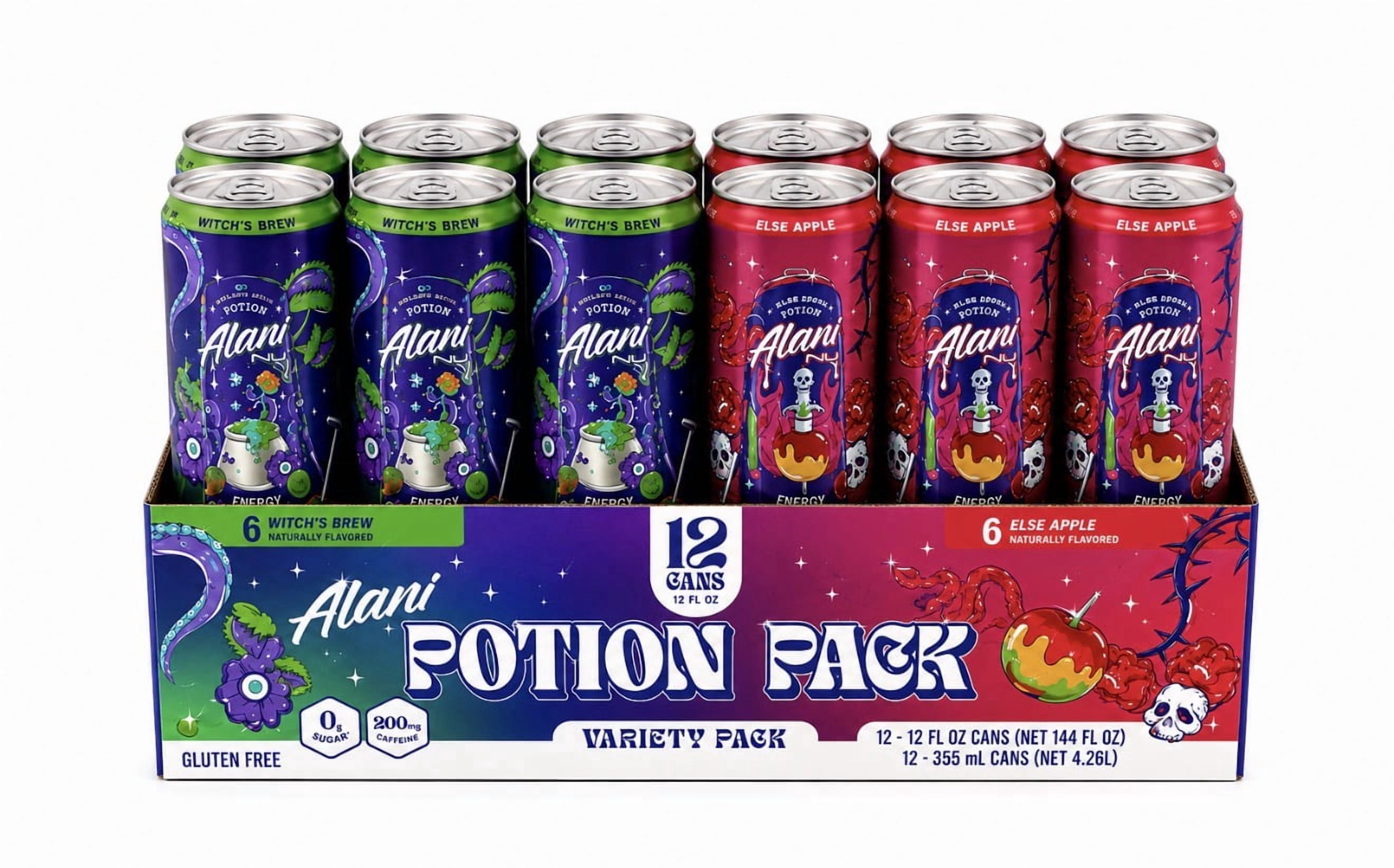 Alani Potion Pack Energy Drink Variety Pack, 12 fl oz, 12 Count WITCHES BREW RUBY APPLE
