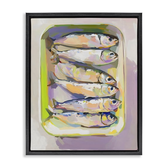 Stupell Industries Vibrant Hued Sardines Black Framed Floater Canvas Wall Art, design by The Prints Vibe