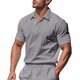 thumbnail image 1 of Blusa y camisa de manga corta con cuello vuelto para hombre, informal, lisa, para fitness, deportiva, de poliéster, 1 of 9
