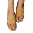 thumbnail image 3 of Summer Slippers for Women Boho Open Toe Slip-On Comfortable Wedge Thick-Soled Slippers Flip Flops Sandals for Women Beach Vacation Holiday Vintage Fashion Yellow 11, 3 of 4