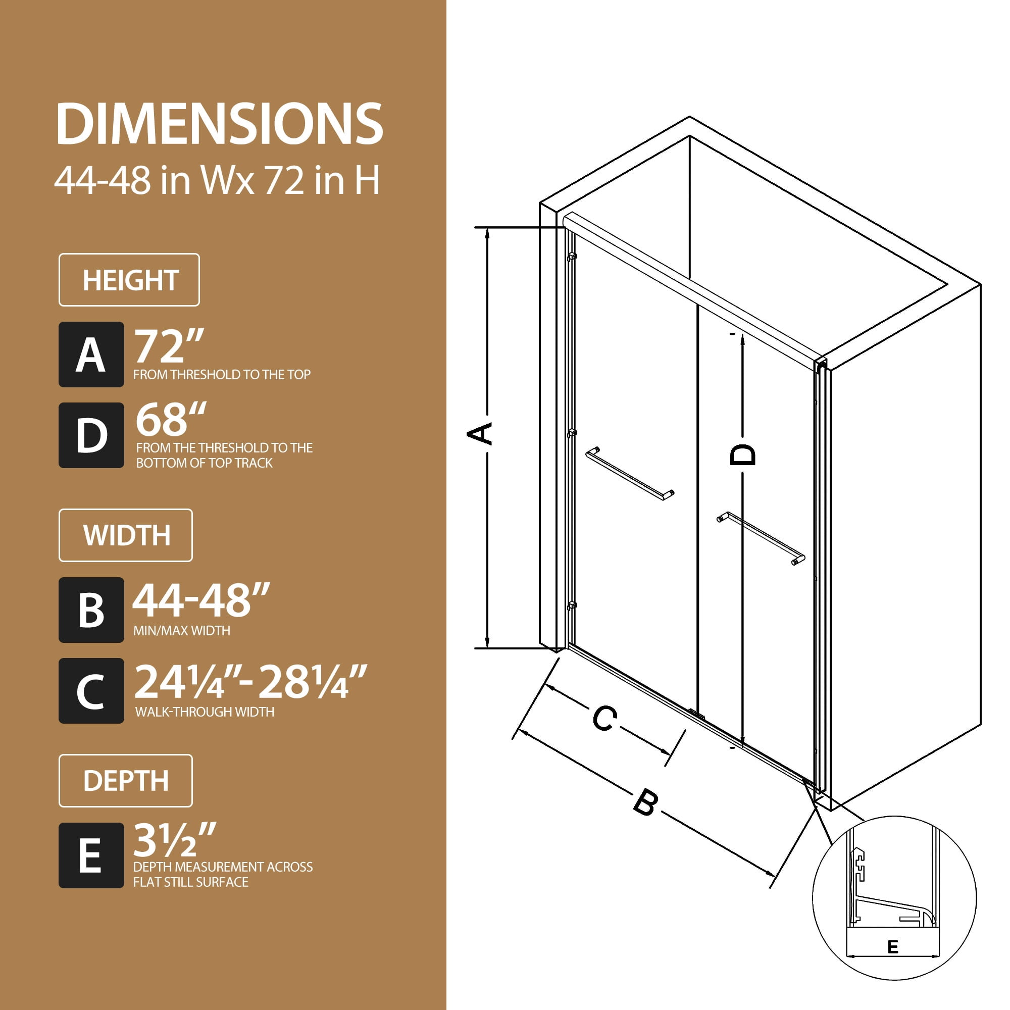 MAYEERTY Double Sliding Shower Door, Matte Black Aluminum Frame, 1/4" Tempered Safety Glass with Explosion-Proof Film, Waterproof & Reversible Installation