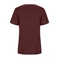 thumbnail image 4 of Women's Solid V-Neck Casual Short Sleeve T-Shirt - Soft Cotton Blend, Versatile Everyday Top, 4 of 4