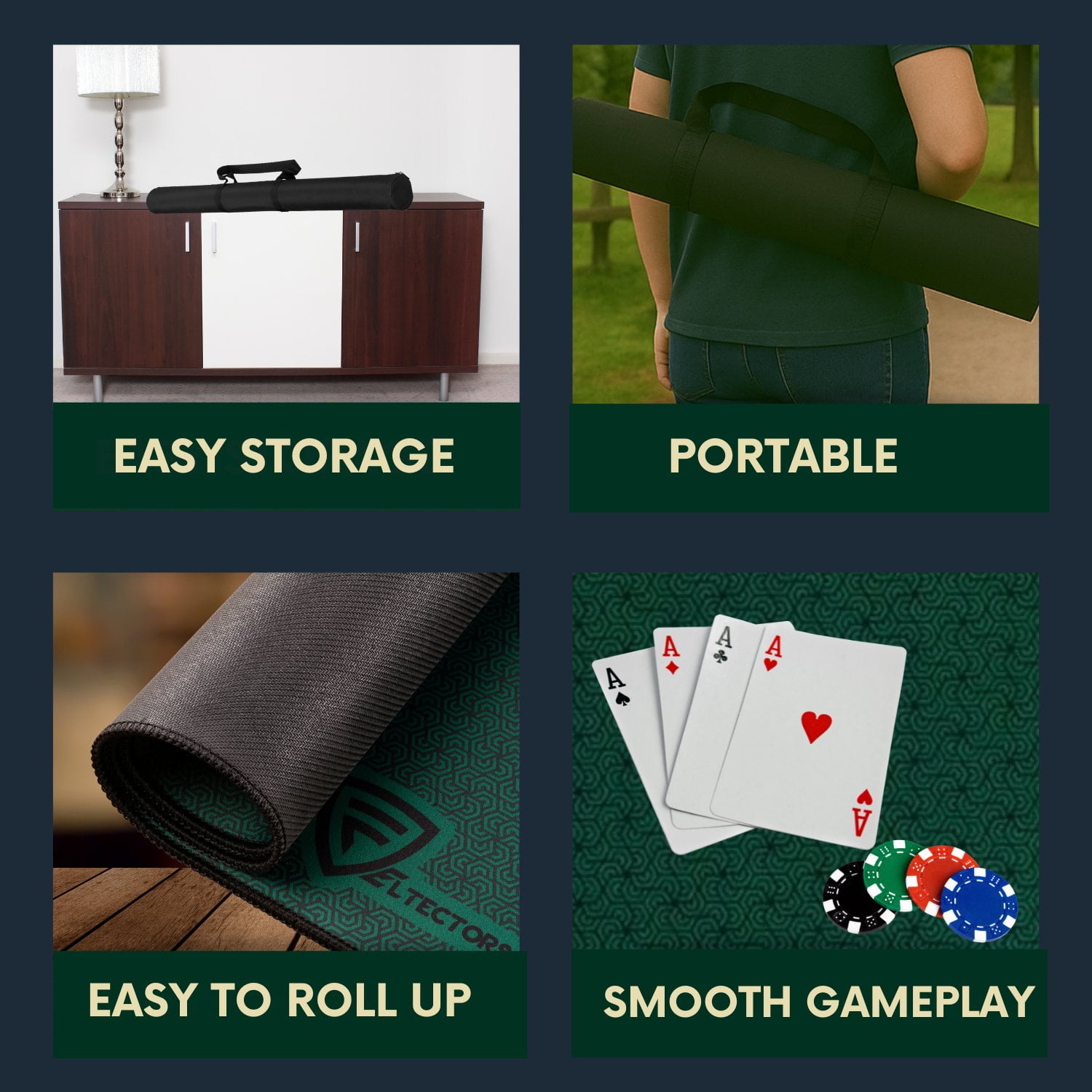 Feltectors Board Game Mat, Table Cover for Mahjong, Poker, Playing Cards, Tile Games, Dominoes 72 x 30 inch