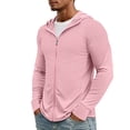 thumbnail image 5 of OIOLOYJM Full Zip Hoodies for Men UPF Sun Protection Lightweight Long Sleeve Jacket Breathable Mesh Outdoor UV Performance Fishing Running Hooded Shirt with Pockets Pink S, 5 of 8