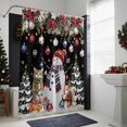 thumbnail image 4 of Christmas Snowman Bathroom Shower Curtain Squirrel Cat Xmas Tree Ball Black Winter Waterproof Washable Shower Curtains for Bathtub Bath Decor with Grommets and Hook 54 X 78 Inch, 4 of 8