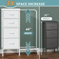 thumbnail image 2 of Dresser with Hanging Rack, 4 Drawers Small Dresser for Bedroom, Reversible Fabric Kids Chest of Drawers for Closet with Clothes Rack, Tall Storage Tower, Sturdy Frame, White, 44''H, 2 of 18