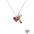 thumbnail image 2 of Delight Jewelry Silvertone Red Enamel Heart with Paw Prints - Love and Lock Charm Necklace, 18"+1", 2 of 4