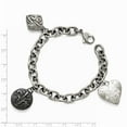 thumbnail image 3 of Two-Tone Titanium bracelet with Stations 8 in Titanium Ster.Sil Black Ti Polished Etched Charm, 3 of 3
