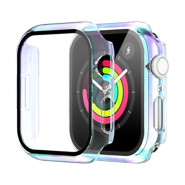 wonima44 2-Pack for Apple Watch Series 3/2/1 42mm Case, Ultra-Thin All-Around Tempered Glass Screen Protector Protection Cover for iWatch 42mm - Colorful