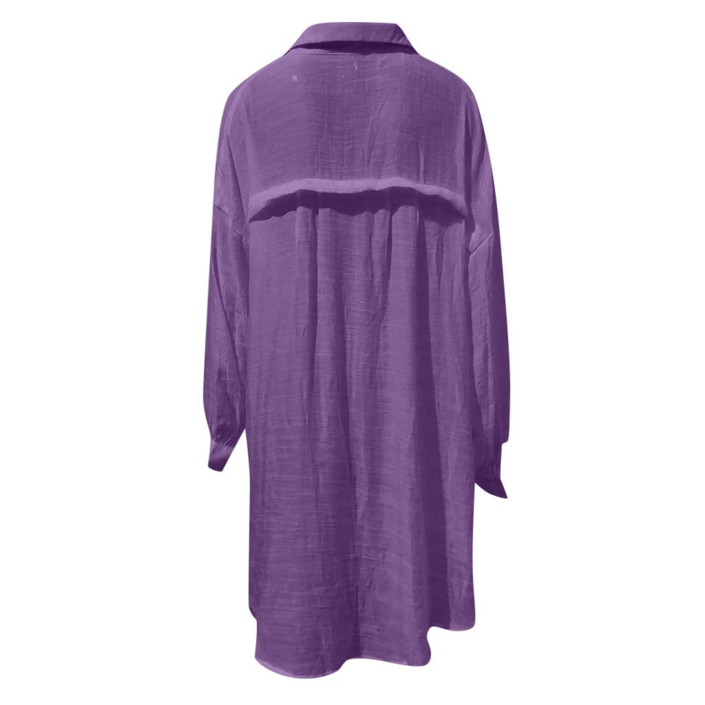 Linen Shirts for Women Summer Long Sleeve Button Down Blouses Lightweight Gauze Loose Casual Fashion Clothes