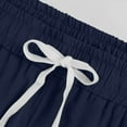 thumbnail image 6 of Outfmvch Capri Palazzo Pants Beach Pant Gauze Pants Flowy Pants for Women Petite Cotton Linen Casual Summer Capris Drawstring with Pockets Loose Fit Wide Leg Palazzo Pants with Pockets Navy S-3XL, 6 of 6