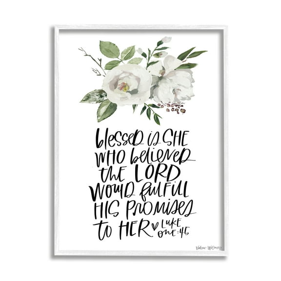 Stupell Industries Blessed Is She Who Believed Proverb Luke 1:45, 11 x 14, Designed by Valerie Wieners