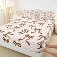 thumbnail image 3 of Homewish Leopard Print Bowknot Full Size Sheets for Teens, Kawaii Stars Print Bed Sheets, Modern Fashion Bow Sheet Sets, Lightweight Room Decor, 4pcs, 3 of 7