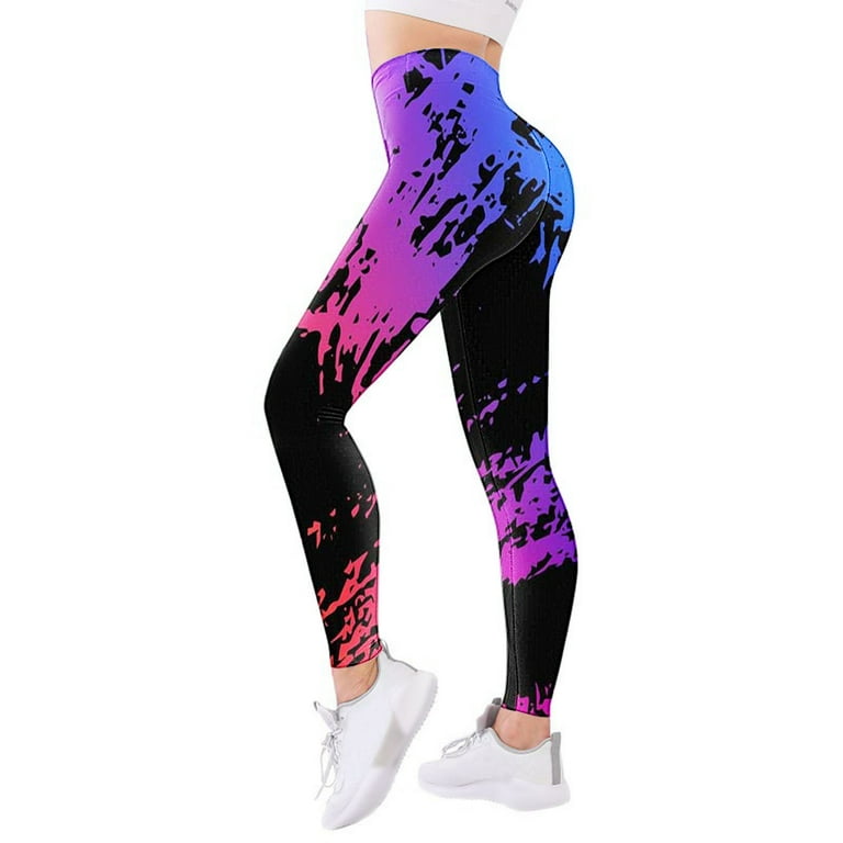 CLZOUD Workout Yoga Pants for Women Purple Polyester,Spandex Print High  Waist Pants for Womens Tights Compression Yoga Fitness High Waist Leggings  Xxl