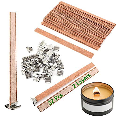 Natural Wood Wicks for Candlemaking Candle Wick Cutter Candle Wick Trimmer 50 Pcs Wood Wicks for Candles with Clips Wooden Wicks for Candle Making Candle Cores for DIY Candle Making Craft 