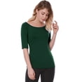 thumbnail image 4 of Camiseta Suave De Media Manga Con Cuello Redondo Entallado Para Mujer Verde oliva XXL, 4 of 6