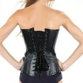thumbnail image 5 of Luxalzxs Black Corset Top for Women Retro PU Leather Front Zipper Overbust Waist Cincher Bustier Bodyshaper Top Shapewear Gothic Bustier Corset with Chains, 5 of 5