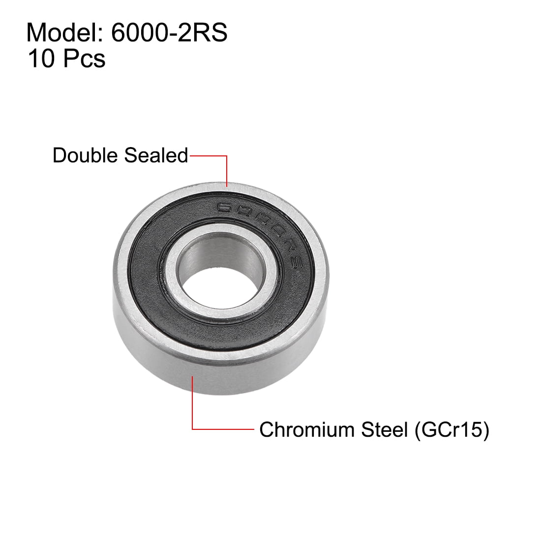 Unique Bargains10pcs 6000-2RS Deep Groove Double Sealed Ball Bearings Z2 0.39"x1.02"x0.31"