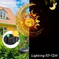 thumbnail image 4 of Luces solares de jardín decorativas para exteriores, luz de estaca de metal con globo de cristal craquelado de sol y luna, luz LED blanca cálida impermeable (1 paquete), 4 of 5