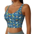 thumbnail image 2 of Fotbe Dinosaur on the Beach Vacation Pattern Womens' Sports Bra Longline Wirefree Padded with Medium Support Sports Moisture-Wicking Workou Vest,Tank Top-Small, 2 of 7