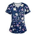 thumbnail image 2 of Scrubs for Women Nursing Uniform Scrub Tops, Stretch V Neck Short Sleeve Workwear Graphic Printed Blouse Tshirts, 2 of 5