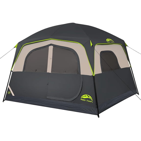 Tent 6 Person Tents for Camping, Waterproof Easy Setup Camping Tent with Rainfly, Portable Large Family Cabin Tent with 5 Large Mesh Windows and Carry Bag for Outdoor Camping & Hiking