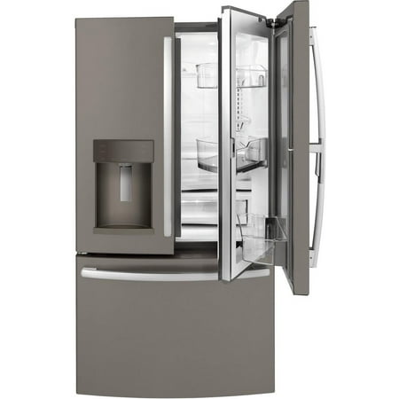 GE - 27.7 Cu. Ft. French Door-in-Door Refrigerator with External Water & Ice Dispenser - Fingerprint resistant slate