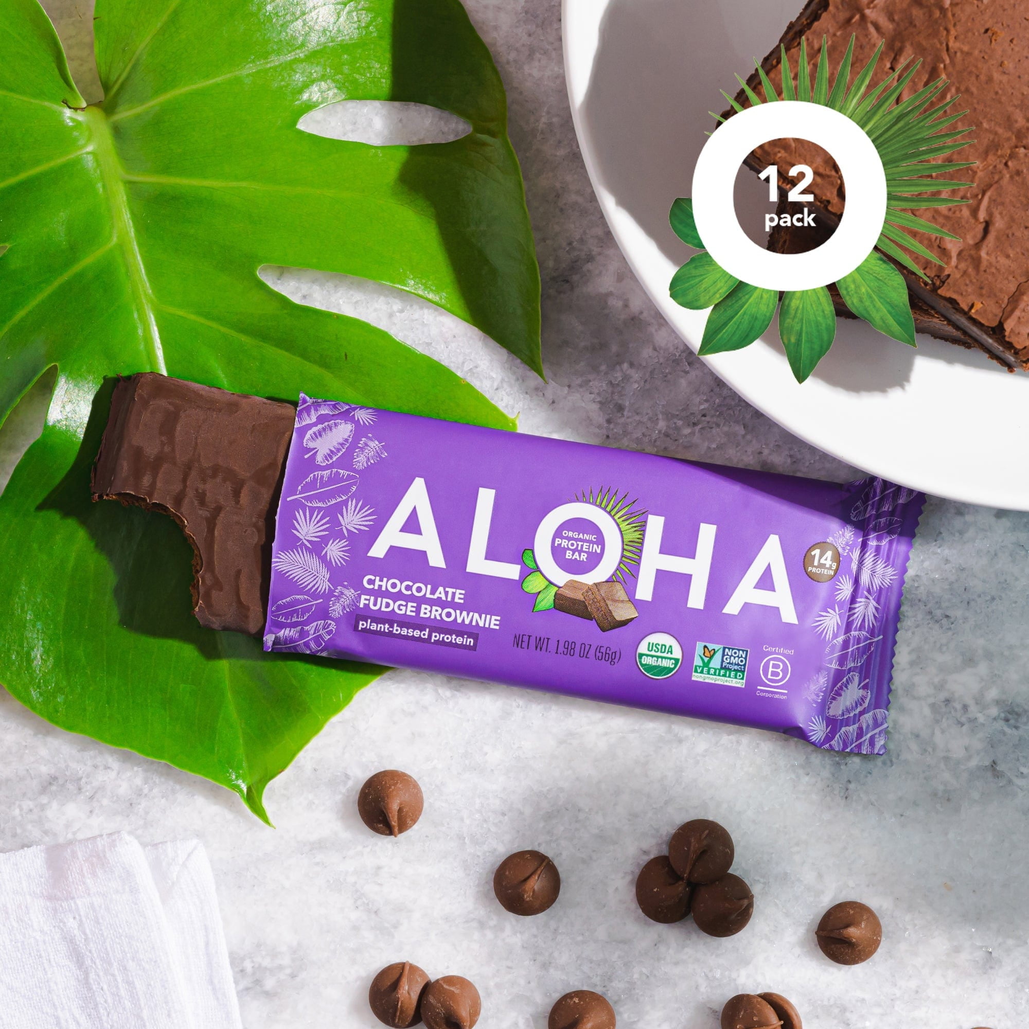 Buy ALOHA, Plant Based Protein Bars, Chocolate Fudge Brownie (Pack of