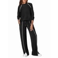 thumbnail image 3 of Conjuntos de Salón para Mujer, Conjuntos de 2 Piezas para Otoño, Pantalones Anchos, Conjuntos A Juego, Ropa de Mujer Negro M, 3 of 8