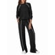 thumbnail image 3 of Conjuntos de Salón para Mujer, Conjuntos de 2 Piezas para Otoño, Pantalones Anchos, Conjuntos A Juego, Ropa de Mujer Negro M, 3 of 8