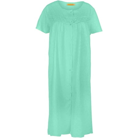 

EZI Women s Short Sleeve Cotton-Rich House Dress Duster