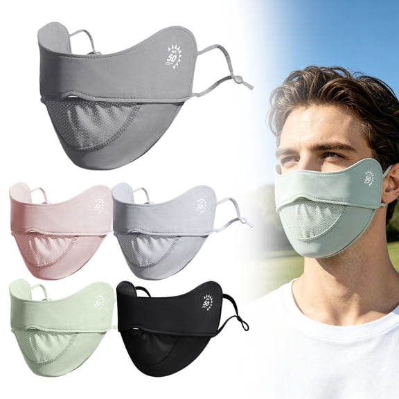 CHENjy UV Face Mask Sun Protection, Breathable Ice Silk Face Shield for Women Men, Outdoor Cooling Sun Mask, Black
