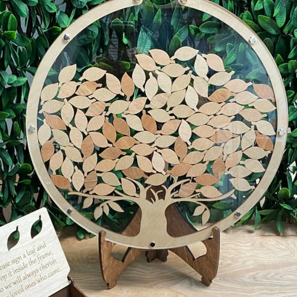 Peggybuy Wedding Guest Book Alternative Wooden Card Box 60 Wood Leaves Decorations