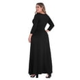 Poseshe Plus Size Womens Solid 3 4 Sleeve Evening Gown Flowy V Neck