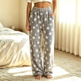 thumbnail image 5 of Fuzzy Flush Pajama Pants Women Soft Fluffy Fleece Flannel Pj Bottoms Star Graphic Warm Sleep Loungewear Pant, 5 of 9