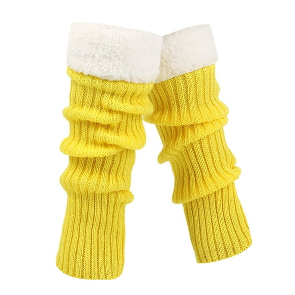 FhsagQ Socks Socks for Women Crotchless Retro Knitted Leg Warmers Crochet Long Boot Socks Christmas Thickened Warm Socks for Women Adult Party Dance Yoga Yellow One Size