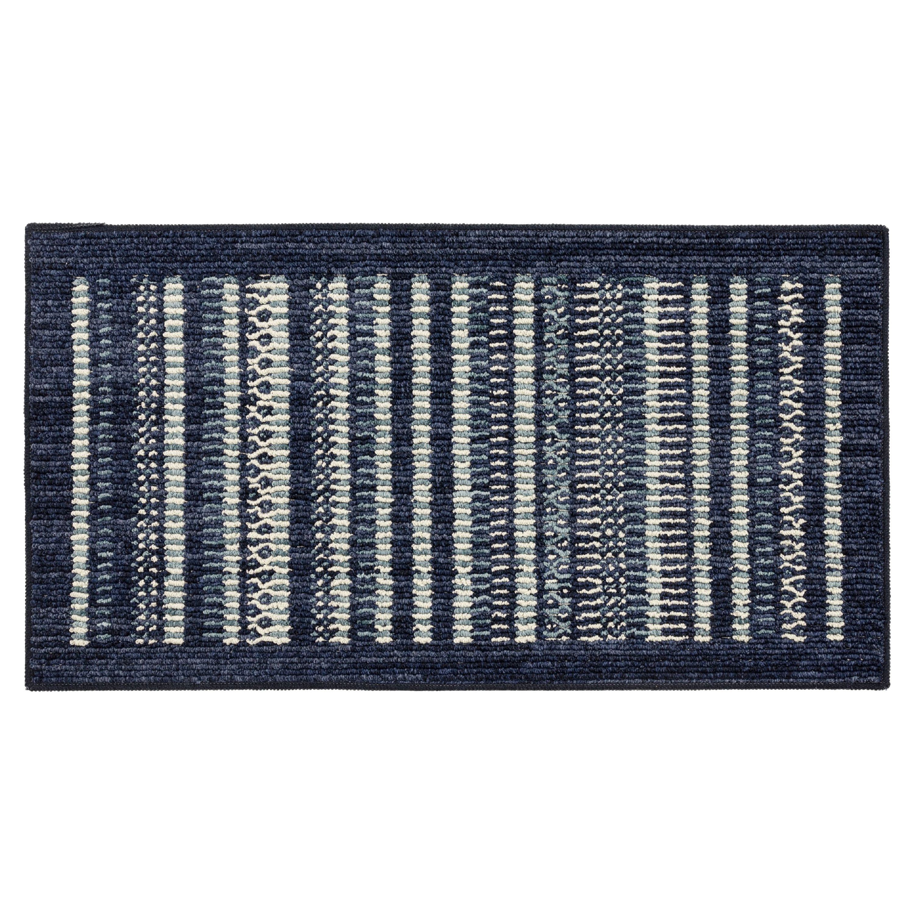 Mohawk Home Blue Collection Striped Geometric Modern Runner Rug, Blue, 1'8" x 3"