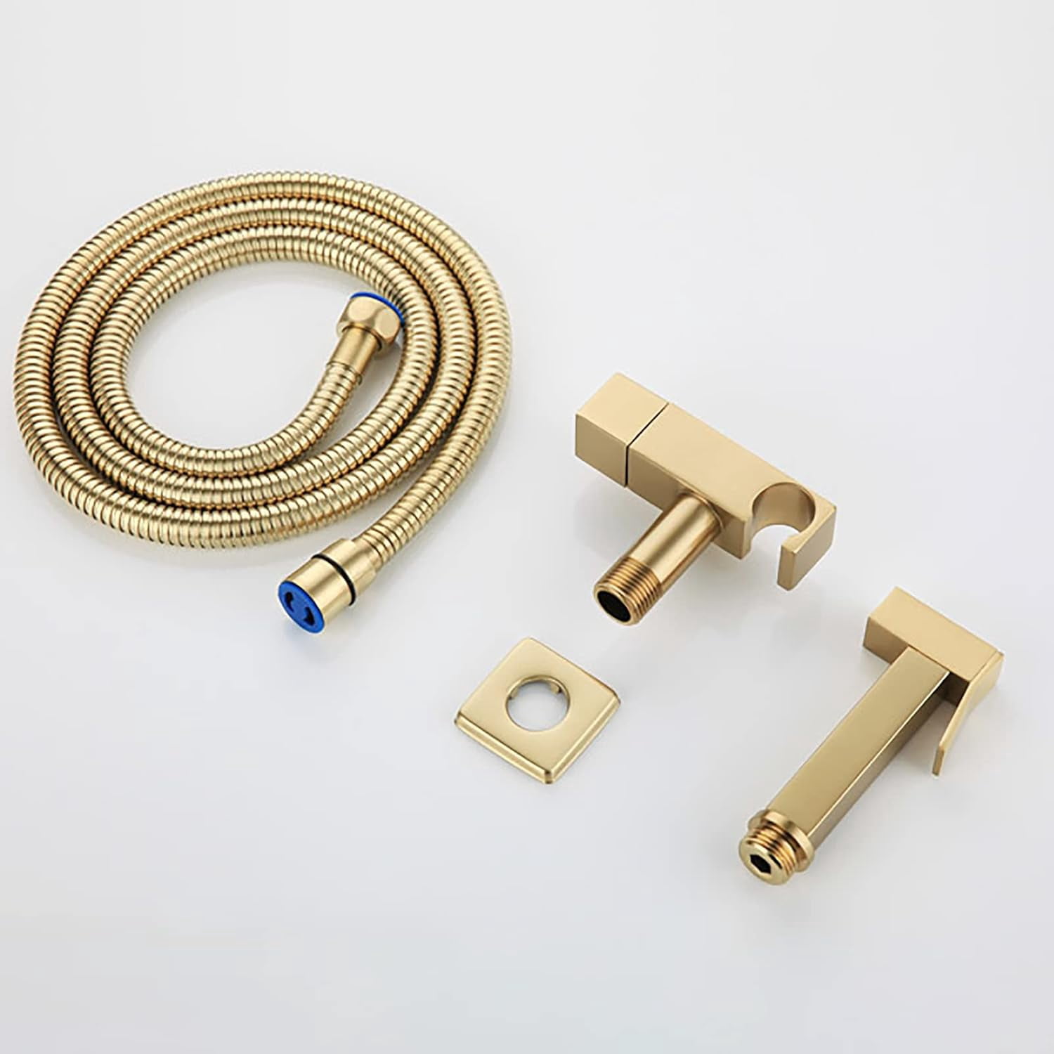 Handheld Bidet Sprayer for Toilet, Brushed Gold Brass Bathroom Cloth Diaper Sprayer Set with Single Cold Water, Wall Mounted Toilet Bidet Sprayer Kit for Feminine Hygiene, Bathing Pets