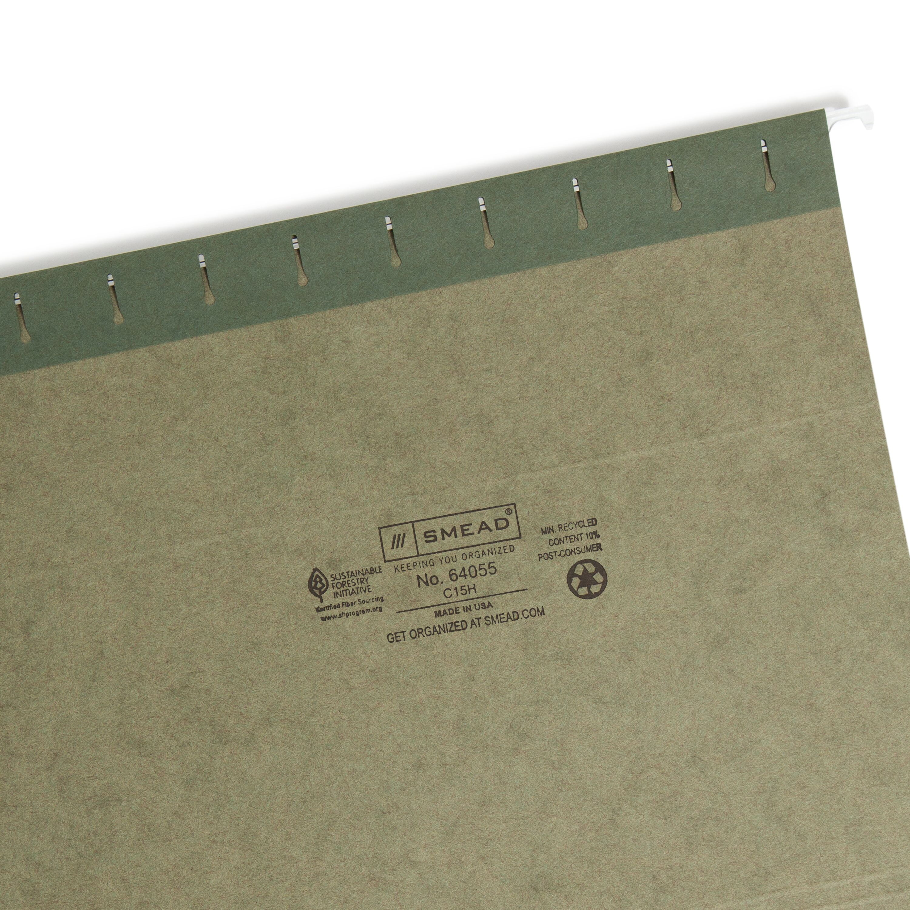 Smead Hanging Folders 1/5 Cut Tabs Standard Green 25 Per Box Letter (64055)